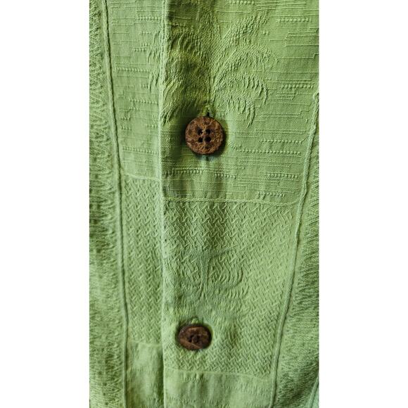 Tommy Bahama Silk Green Hawaiian Tropical Palm Tree Short Sleeve Shirt Sz Large - Picture 4 of 5